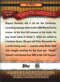 2010 Topps - History of the World Series #HWS4 Rogers Hornsby Back